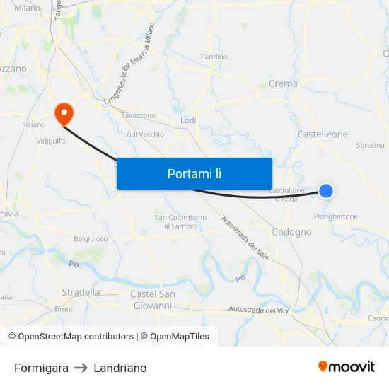 Formigara to Landriano map