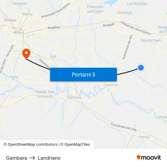 Gambara to Landriano map