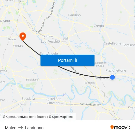 Maleo to Landriano map