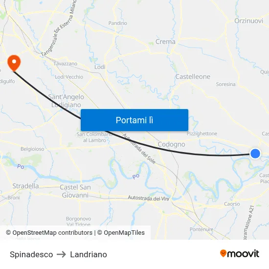 Spinadesco to Landriano map