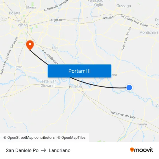 San Daniele Po to Landriano map