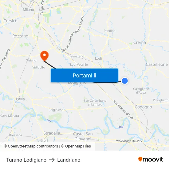 Turano Lodigiano to Landriano map