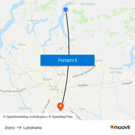Dorio to Landriano map