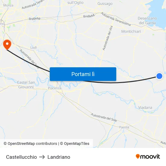Castellucchio to Landriano map