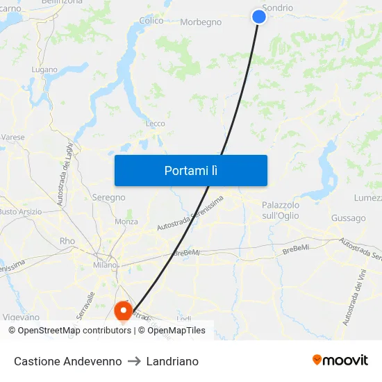 Castione Andevenno to Landriano map