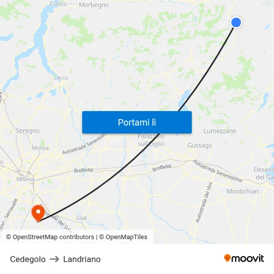 Cedegolo to Landriano map