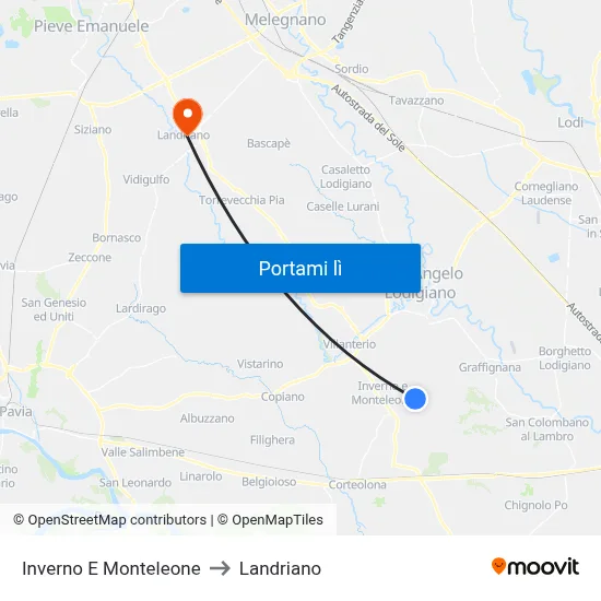 Inverno E Monteleone to Landriano map