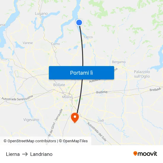 Lierna to Landriano map