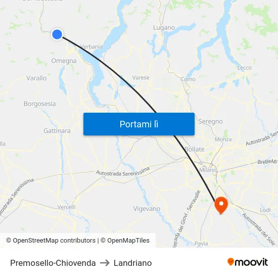 Premosello-Chiovenda to Landriano map