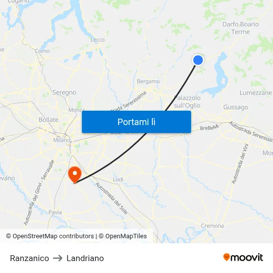 Ranzanico to Landriano map
