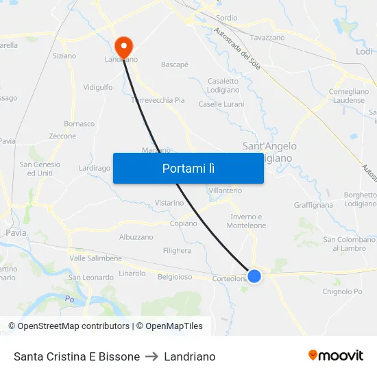 Santa Cristina E Bissone to Landriano map