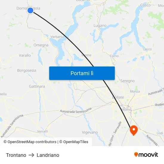Trontano to Landriano map
