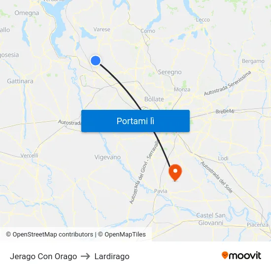 Jerago Con Orago to Lardirago map