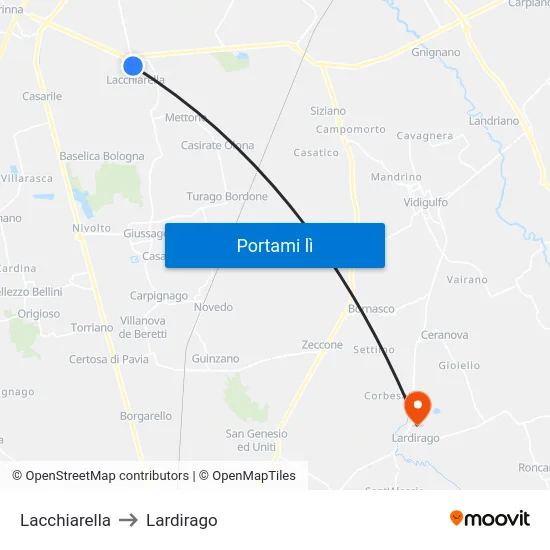 Lacchiarella to Lardirago map