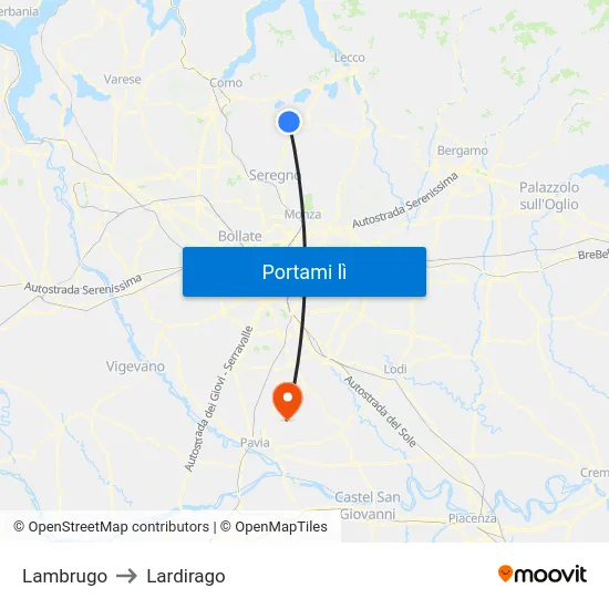 Lambrugo to Lardirago map