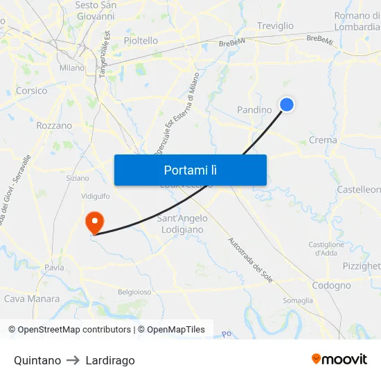 Quintano to Lardirago map