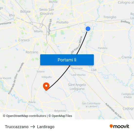 Truccazzano to Lardirago map