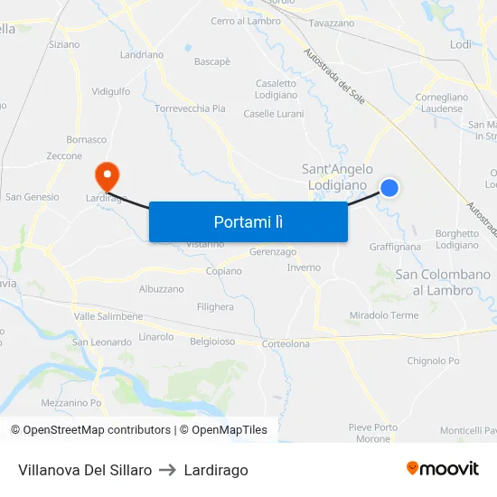 Villanova Del Sillaro to Lardirago map