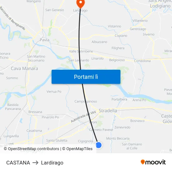 CASTANA to Lardirago map