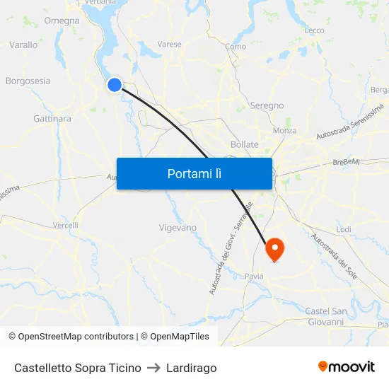 Castelletto Sopra Ticino to Lardirago map