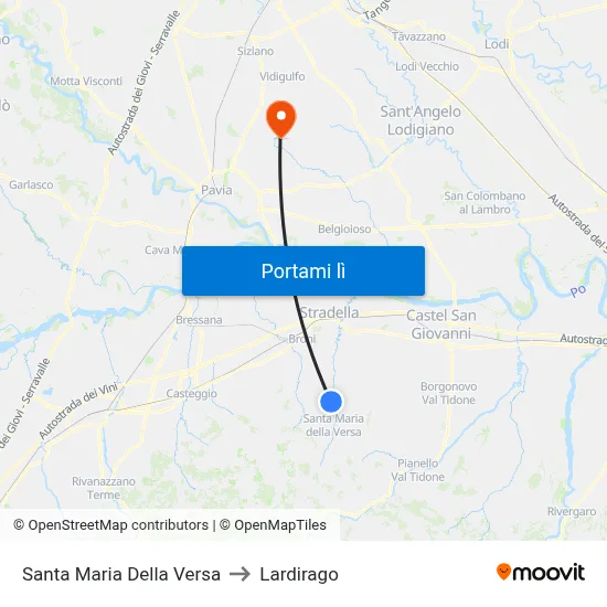 Santa Maria Della Versa to Lardirago map