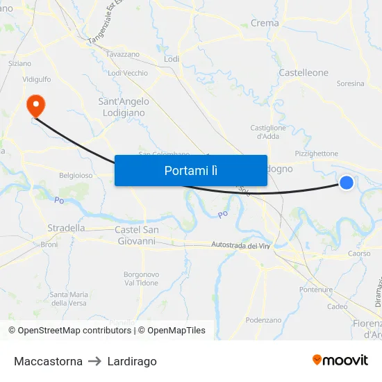 Maccastorna to Lardirago map