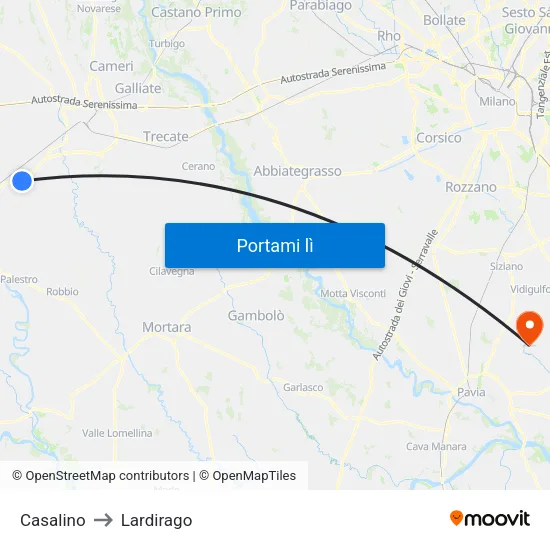 Casalino to Lardirago map