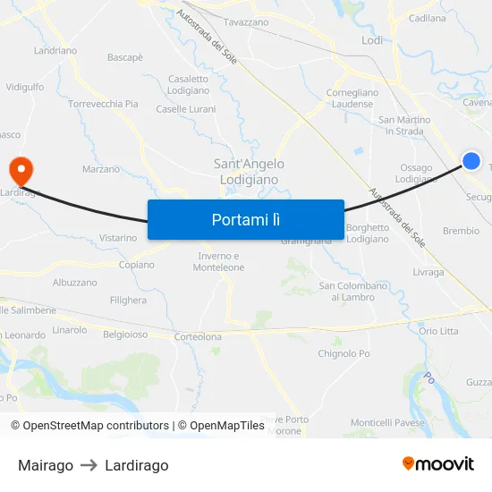 Mairago to Lardirago map