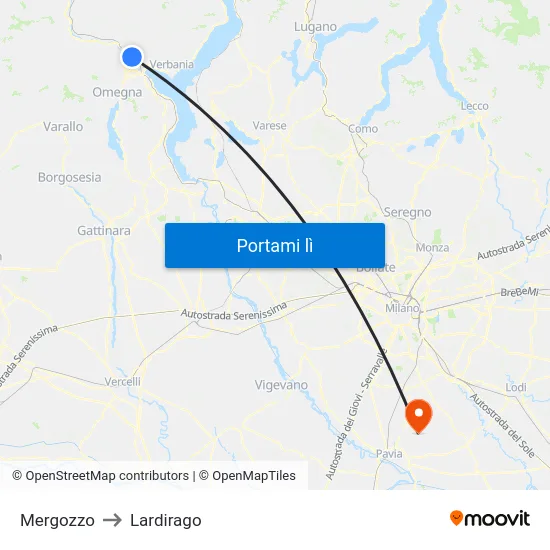 Mergozzo to Lardirago map