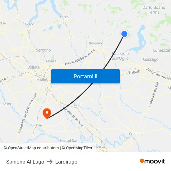Spinone Al Lago to Lardirago map