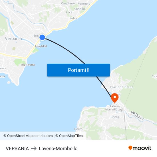 VERBANIA to Laveno-Mombello map