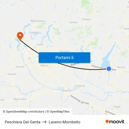 Peschiera Del Garda to Laveno-Mombello map