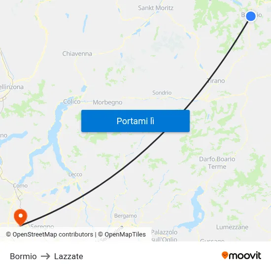 Bormio to Lazzate map