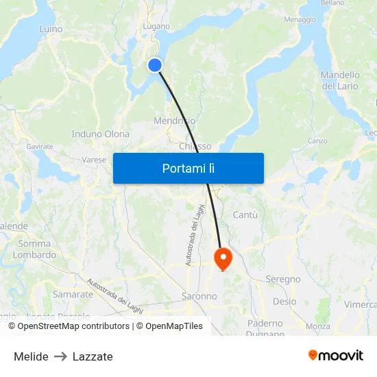 Melide to Lazzate map