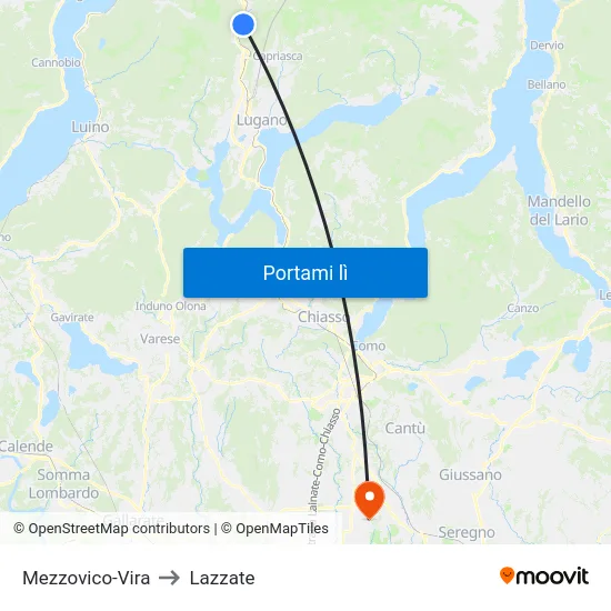Mezzovico-Vira to Lazzate map