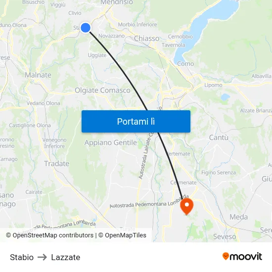 Stabio to Lazzate map
