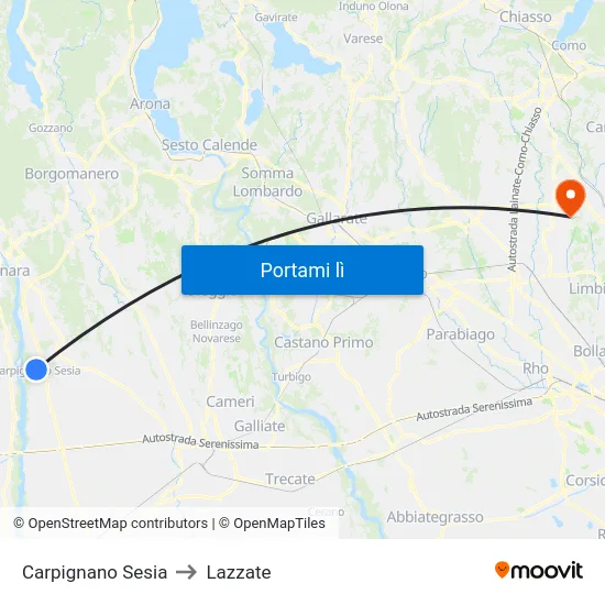 Carpignano Sesia to Lazzate map
