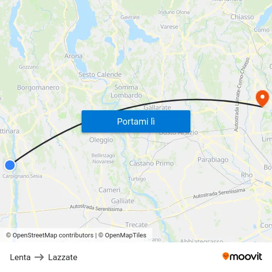 Lenta to Lazzate map