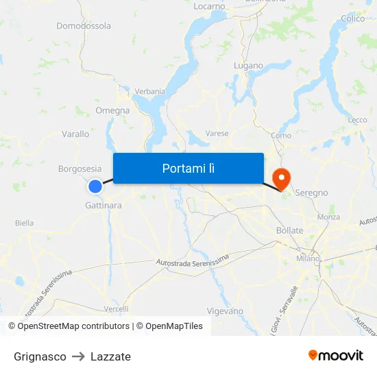 Grignasco to Lazzate map