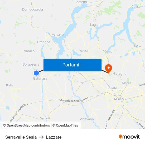 Serravalle Sesia to Lazzate map