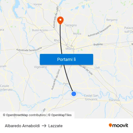 Albaredo Arnaboldi to Lazzate map