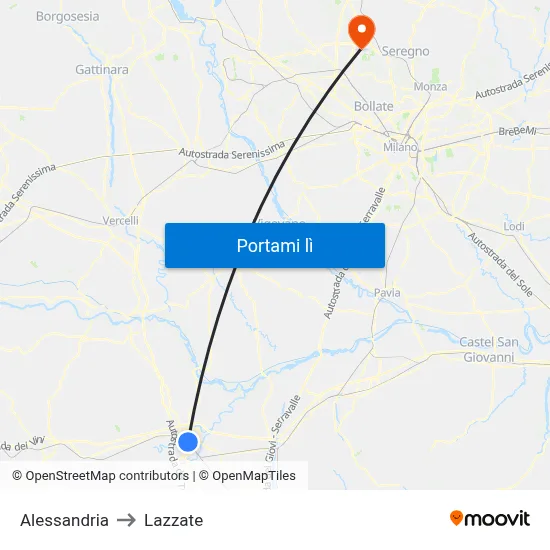 Alessandria to Lazzate map