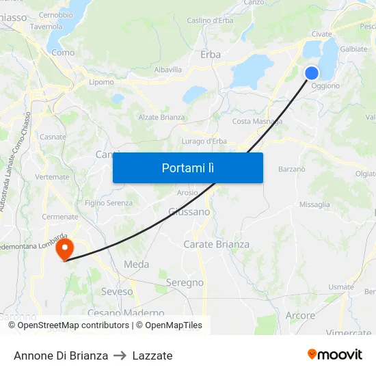Annone Di Brianza to Lazzate map