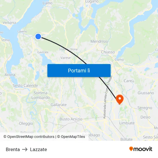 Brenta to Lazzate map