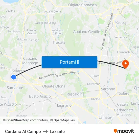 Cardano Al Campo to Lazzate map