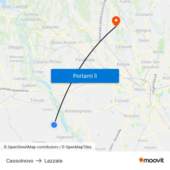 Cassolnovo to Lazzate map