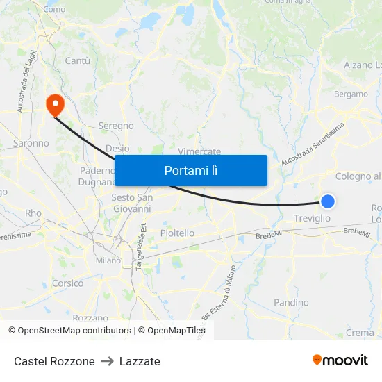 Castel Rozzone to Lazzate map