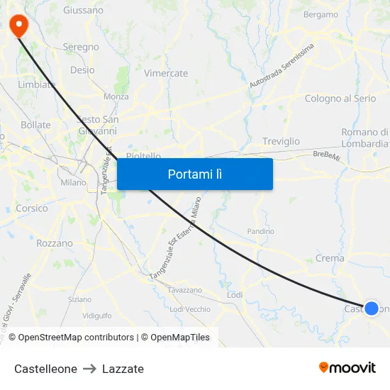 Castelleone to Lazzate map