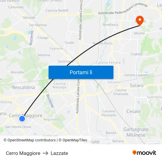 Cerro Maggiore to Lazzate map