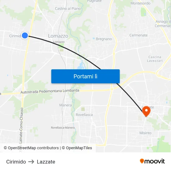 Cirimido to Lazzate map